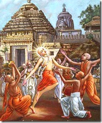 Lord Chaitanya dancing in sankirtana