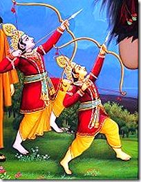 Lakshmana and Rama fighting a demon