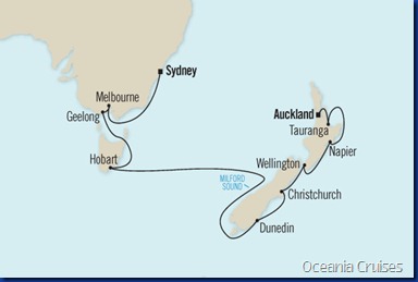 Beyond Group Travel Splendors of Down Under Map Oceania Cruises Regatta