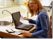 woman working from home with a laptop