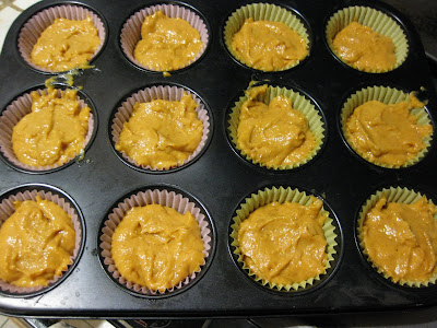 photo of the muffin pan filled with batter