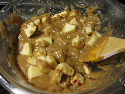 photo of the apples folded into the batter