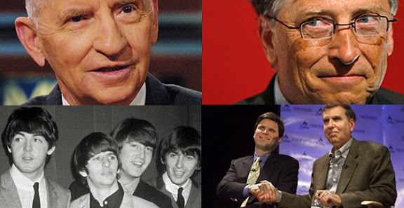 Dumb business decisions / Clockwise from top left: Ross Perot; Bill  Gates; Steve Case (wearing tie), AOL co-founder, with Gerald Levin,  then CEO of Time Warner; The Beatles © Alex Wong/Newsmakers/Getty  Images; Mustafa Quraishi/AP; Kathy Willens/AP; AP