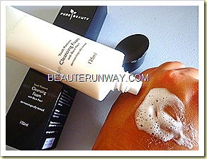 Pure Beauty Youth Restore Cleansing Foam with Black Pearl lathered