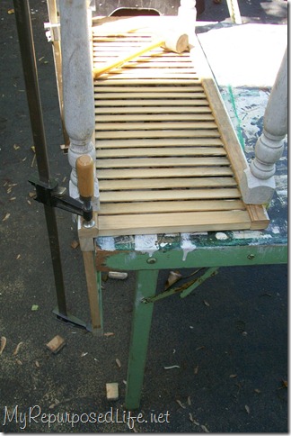 adding a back to the bench clamping the legs