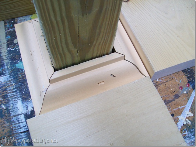 crown molding trim on small porch post