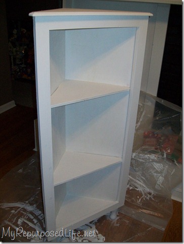 painting a diy plywood corner cabinet
