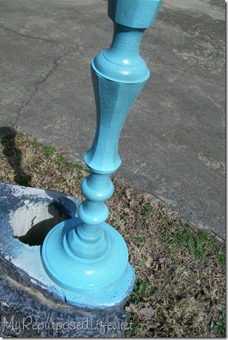 diy candlestick birdbath 