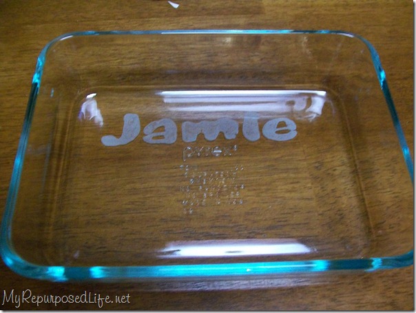 customize etching on baking dish