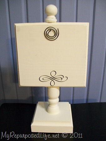 white pedestal photo holder stand MyRepurposedLife.com