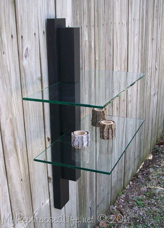 black wood glass shelf