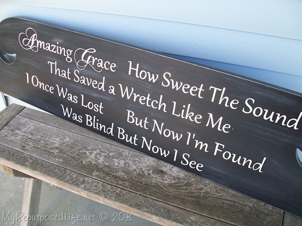 Amazing Grace sign from headboard distressed