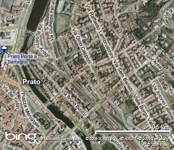 Veduta dal satellite del quartiere de La Pietà di Prato