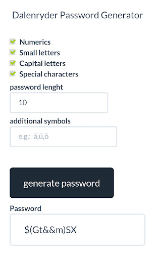 Dalenryder Password Generator