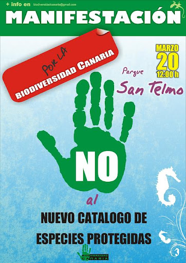 Cartel de la manifestación en contra del catálogo de especies protegidas de Canarias