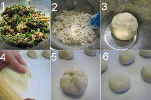 韭菜豬肉餡餅製作圖 Pan-fried Buns with Chives and Minced Pork Procedures 