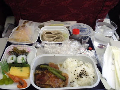 Airline food and pretty lights from my Asia work trip
