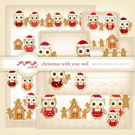 Jinjerup: Cute Christmas Stationery Sets: Owl, Bears &amp; Reindeer