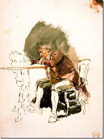 Fortuny - hombre acodado en una mesa