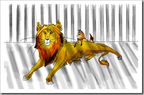 В клетке лев и собачка