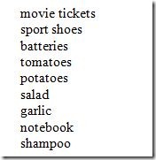 Shopping list