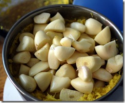 grind ginger,turmeric,oil then add the garlic