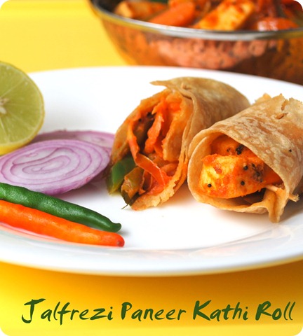 Kathi Roll with Paneer Jalfrezi Kathi Roll with Paneer Jalfrezi