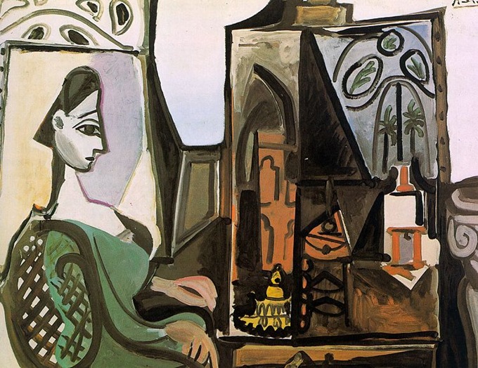 Jacqueline in the studio(1956,oil on canvas)