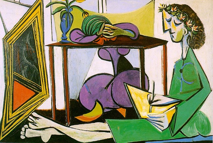 Interior with a girl drawing(1935,oil on canvas)