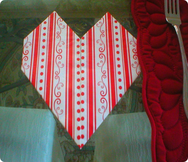 Valentines Day napkin folded