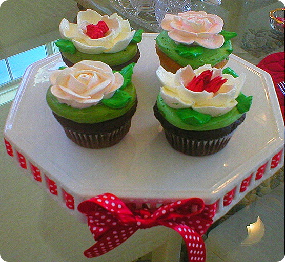 Valentines Day cupcakes overhead