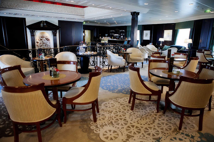 The chic Mosaic Cafe serves gourmet coffee and decadent desserts on Azamara cruises.