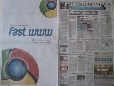 Google Chrome Ad in Times Of India