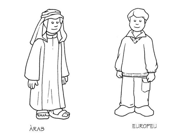 Vestuarios Arabia y Europa para colorear