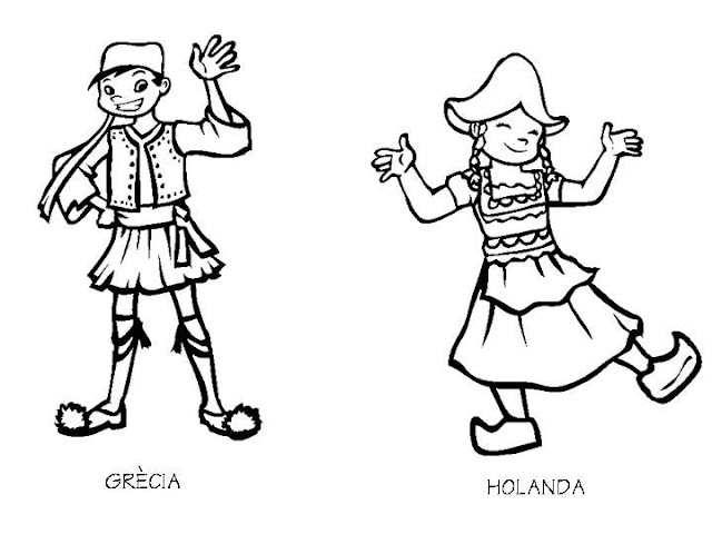 Greece and Holland  costumes coloring pages