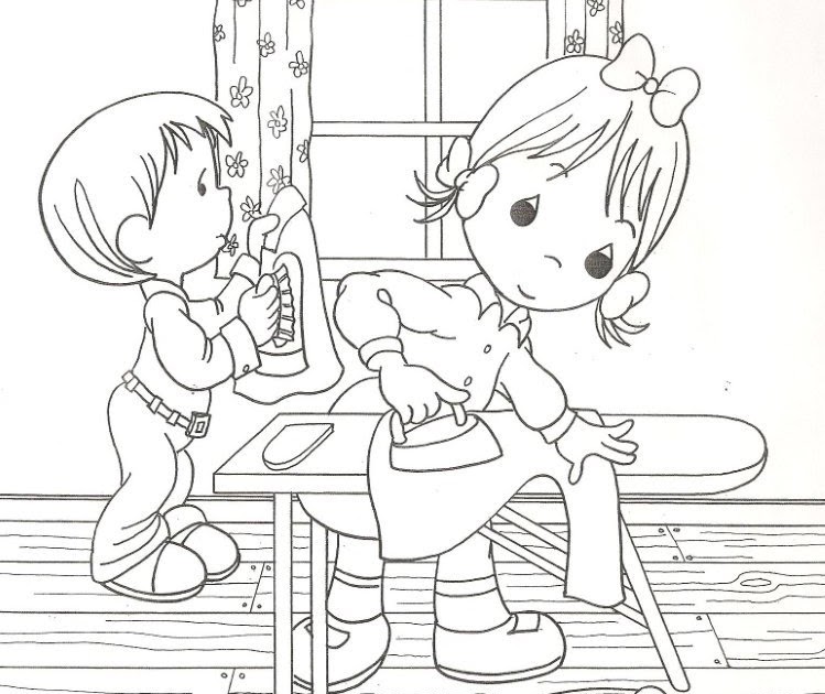 Download Children doing household chores free coloring pages | Coloring Pages