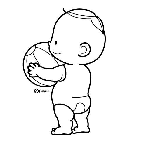 Bebé con pelota para colorear