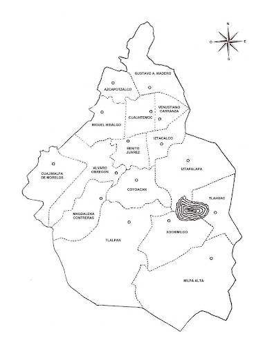 Mapa del DF (Distrito Federal) con nombres de las delegaciones