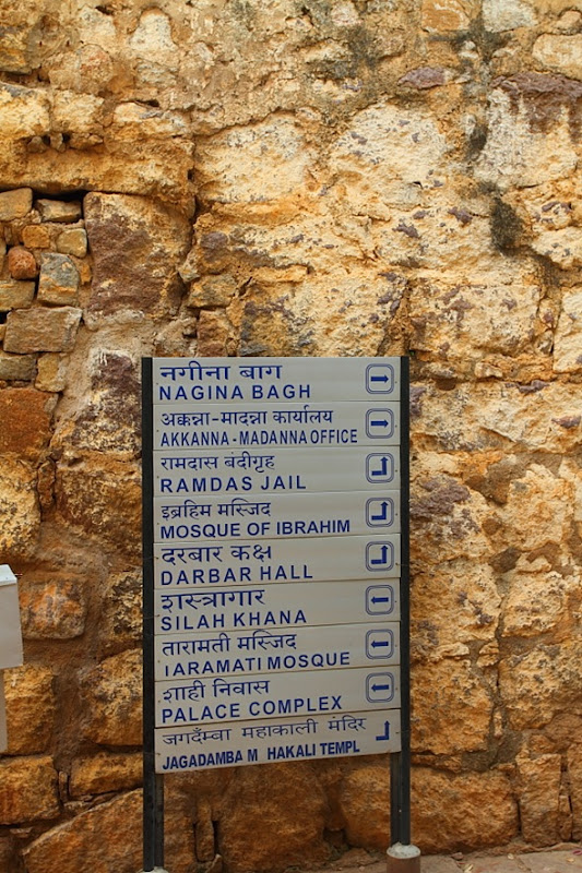 Signboard at Golconda Fort