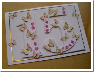 Butterfly 15th Birthday card