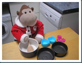 Monkey making cakes