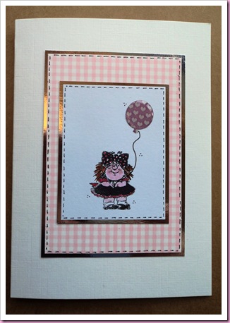 Girl with Balloon stamped card