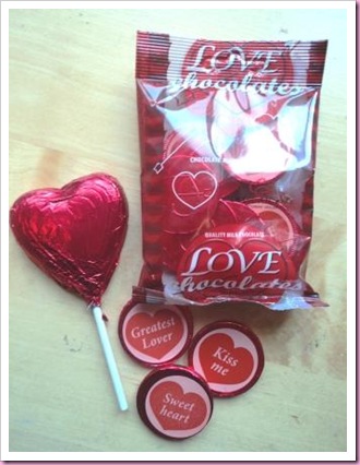Chocolate Love Tokens and heart Shaped Lollipop