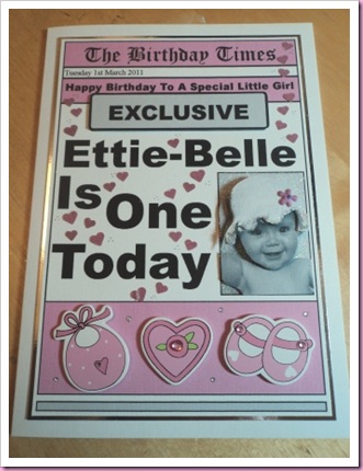 Newspaper Card Baby's First Birthday