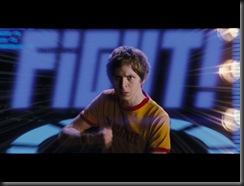 Scott Pilgrim (MICHAEL CERA) faces off with one of Ramona's evil exes in the amazing story of one romantic slacker's quest to power up with love: the action-comedy "Scott Pilgrim vs. the World".