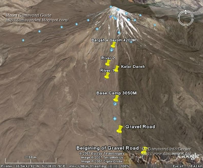 Google Earth photos for Mt Damavand south route