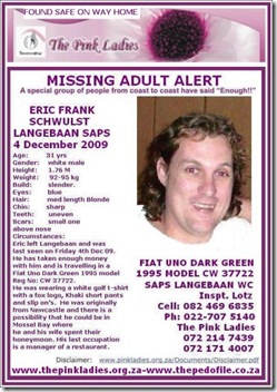 Schwulst Eric Frank 4 Dec 2009 missing from Langebaan