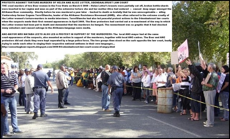 LotterWomenMurdersMar62009OdendaalsrustCourtProtestsANC_for_Murderers_Boers_Against
