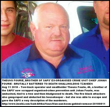 Fourie Theuns Tazaneen tied to tree at smallholding bashed to death woman raped