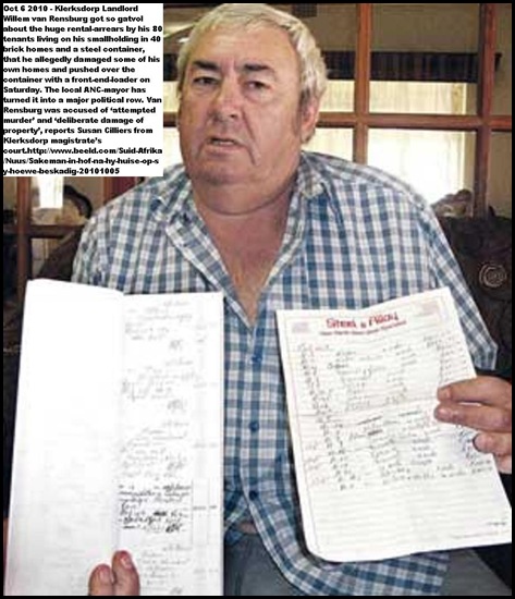 Van Rensburg Willem long list of rental arrears took tractor to rental home of Kleinboy selogilwe